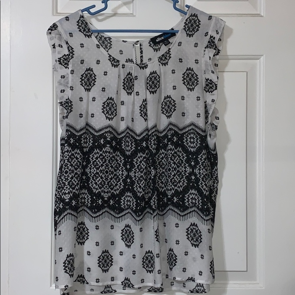 Alice Blue white & blck sleeveless top sz XL